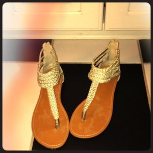 Gold thong sandals