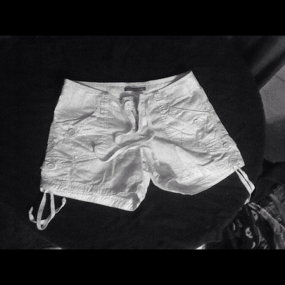 White cargo style shorts