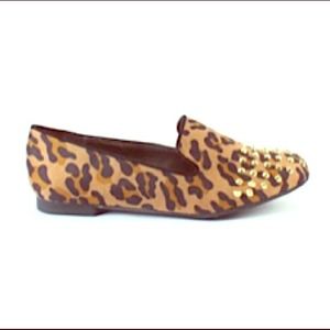 Leopard loafer with gold studs