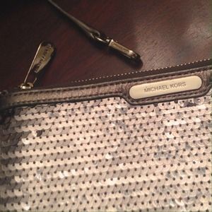 Auth Michael Kors Sequin Wristlet Clutch Bag MK