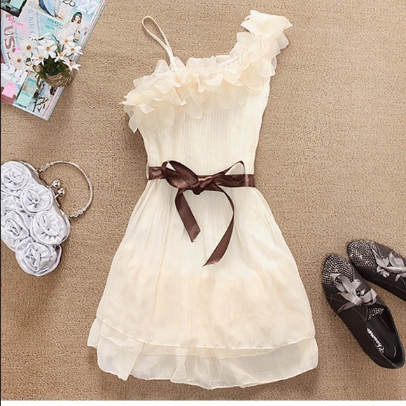 Sweety Ruffles One-Shoulder Chiffon Dress