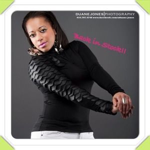 Faux leather sleeve top