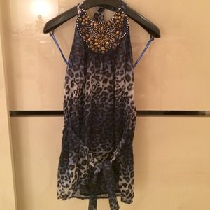 🎉REDUCED🎉 Beautiful Blue Leopard Print Halter