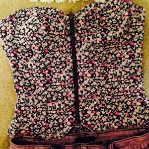 Floral print corset top