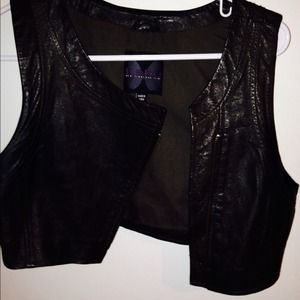 BEBE chocalate brown crop  leather vest