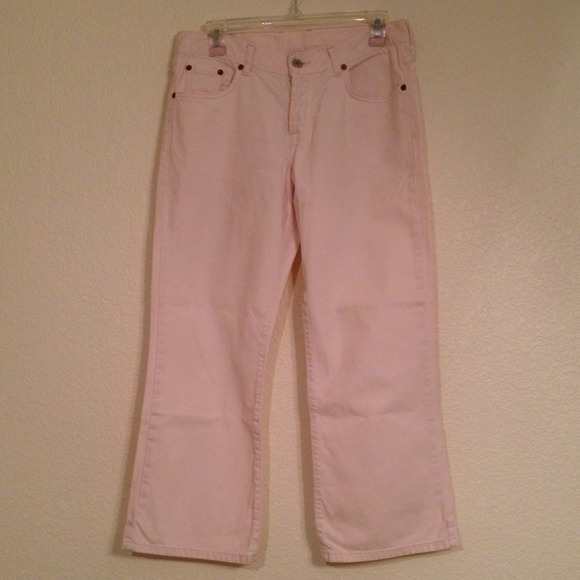 Lucky Brand Cream/Light Pink Cropped Pants Size 6