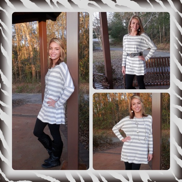 Heather Grey Striped Tunic