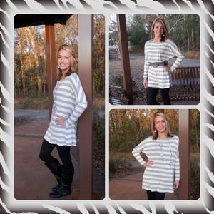 Heather Grey Striped Tunic