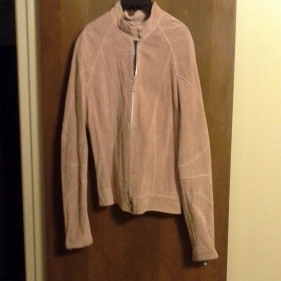 Baby pink suede cycle jacket