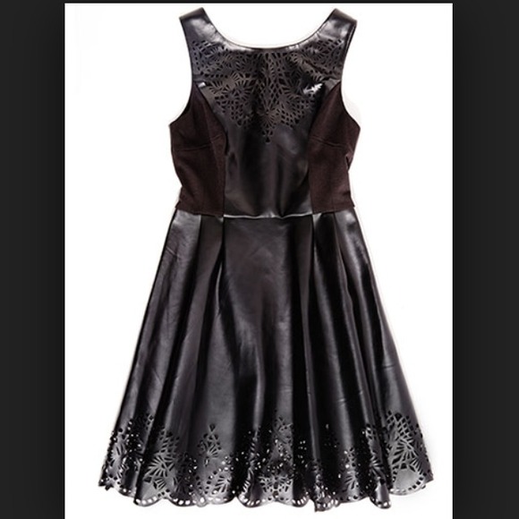 Edgy Faux Leather Flare Dress from Nordstrom - Picture 2 of 4