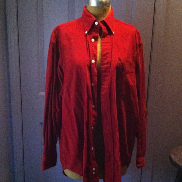 Tommy Hilfiger Tops - 🎅🎄TOMMY HILFIGER RED CORDUROY BUTTON UP SHIRT☀️