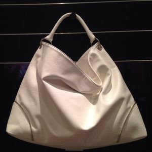 White faux leather large handbag.