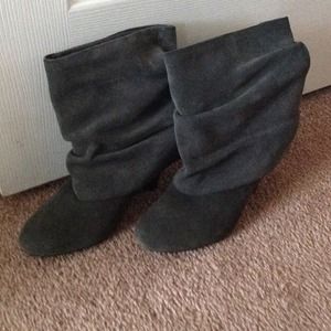 Grey Suede Booties.