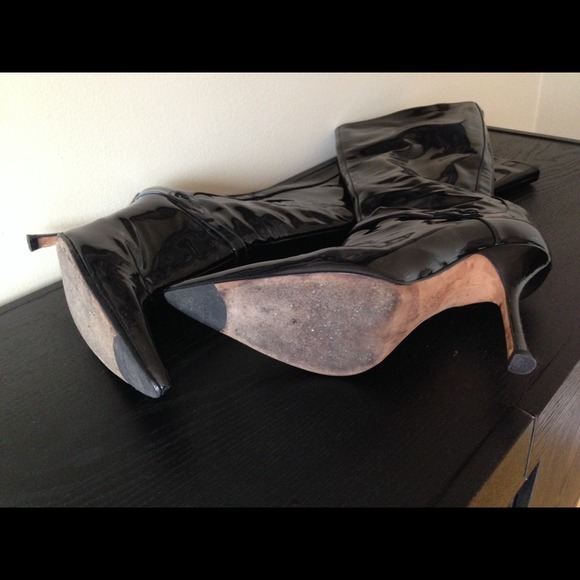 Jimmy Choo Knee High Black Patent Leather Boots - Picture 3 of 3