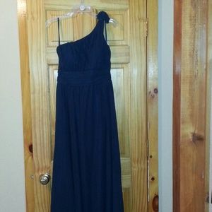 Formal one shoulder navy blue dress