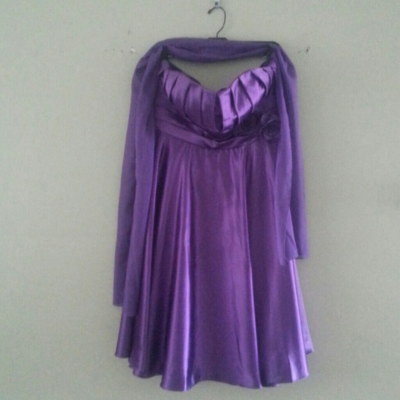 Purple cocktail dress w/ shawl. Only worn once.