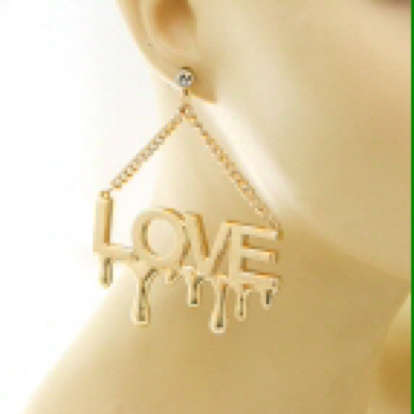 🎉NEW🎉 Gold Melting LOVE Metal Earrings