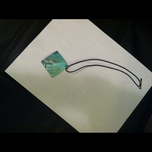 Teal square fashion necklace