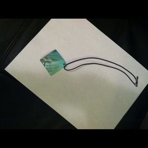 Teal square fashion necklace