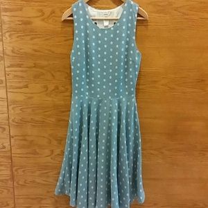 Denim Chambray Polka Dot Dress