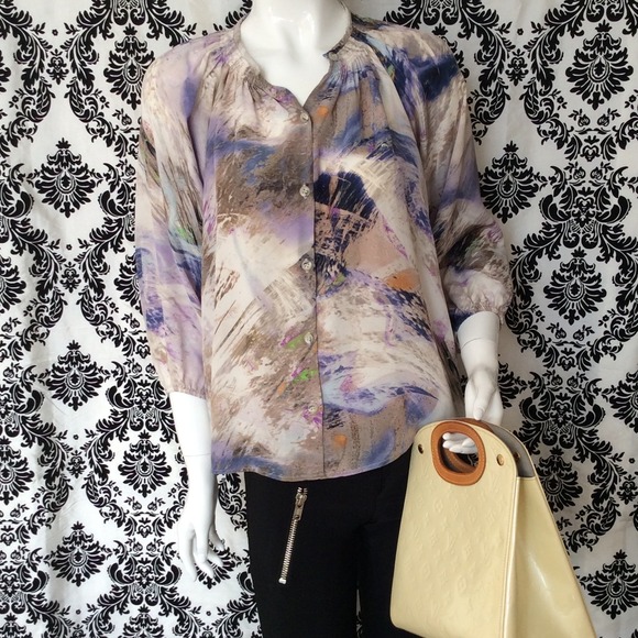 Tucker watercolour silk button blouse S SOLD