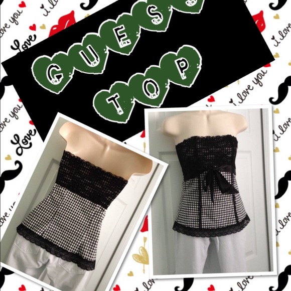 Guess strapless gingham top