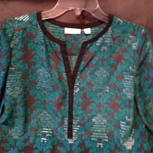 NY &Co green and black blouse