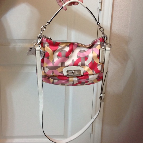 Colorful coach cross body bag.