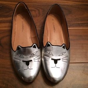 Nasty Gal Metallic Silver Kitty Flats