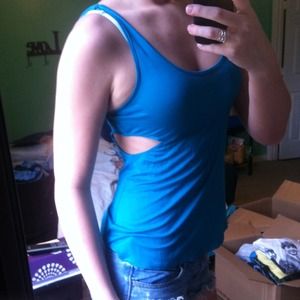 Teal side cut out tank top
