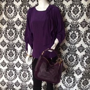 NWT BCBG 100% silk Grape blouse with tie