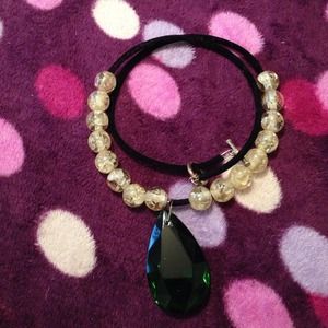 Green stone necklace  with clean beads