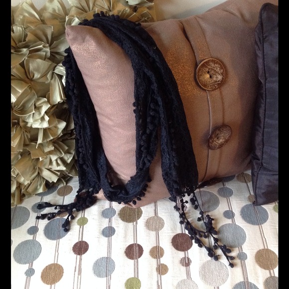 Black thin crochet lace scarf