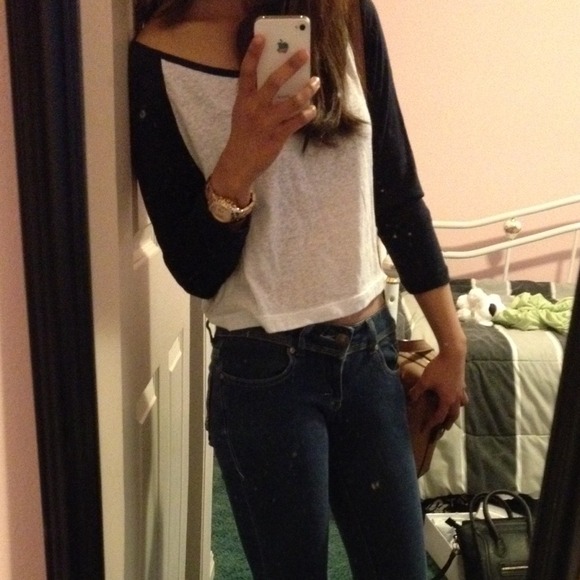 Baseball tee crop top