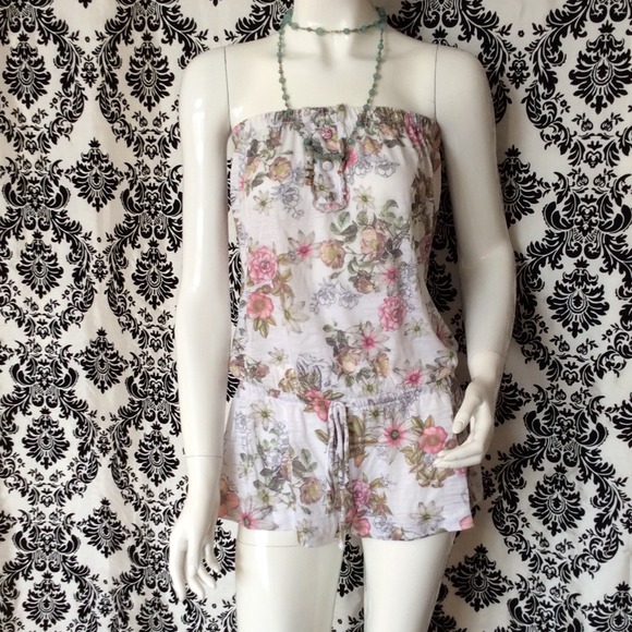 Lucky brand floral tube romper shorts