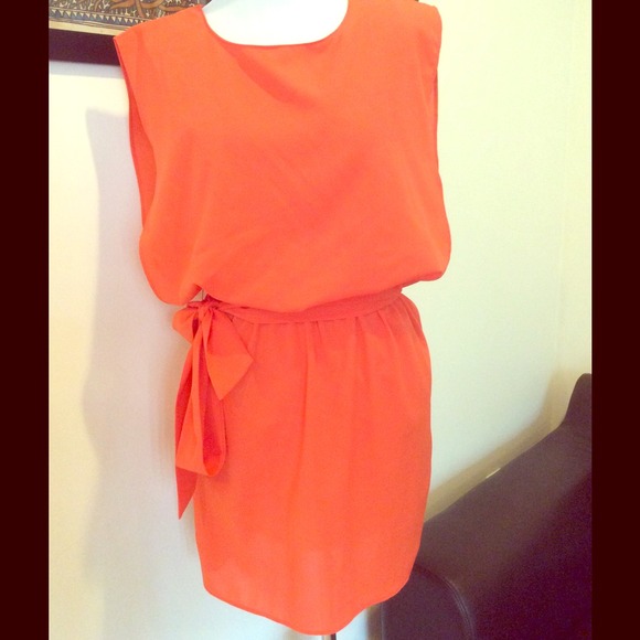 Orange Lightweight Tie-Knot Dress