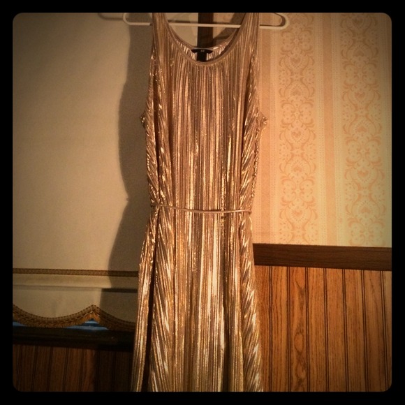 Shiny Gold Dress - sleeveless & mid thigh length