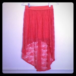 Lace Peach High-Low Skirt