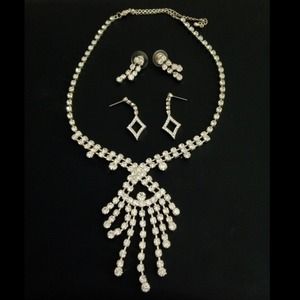 Cubic zirconia formal jewelry set