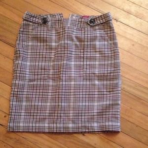 Long purple and blue plaid skirt