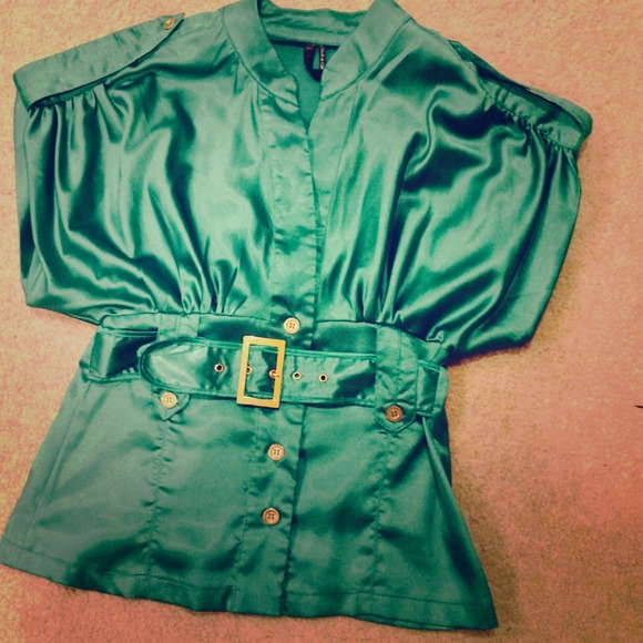 Silky dressy green blouse. Worn only once.