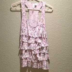 Layered and stacked ruffle sleeveless top