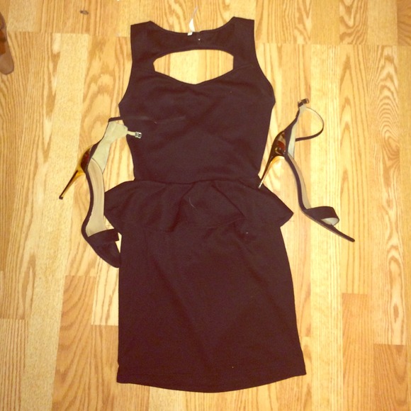 Little black peplum mini dress