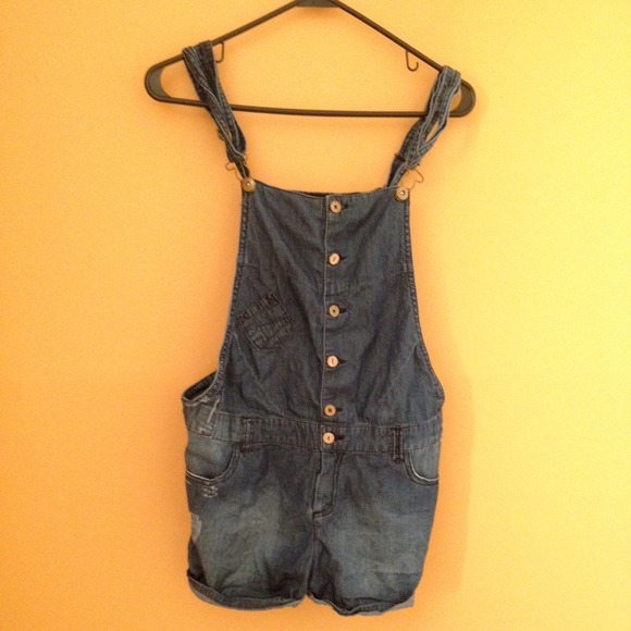 Tinseltown denim couture overall shorts