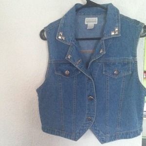 Studded blue jean vest