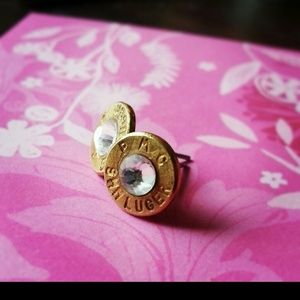 Handmade 9mm Bullet Earrings with Diamond Center