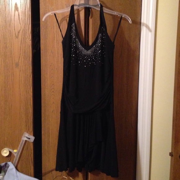 Cute black studded halter dress