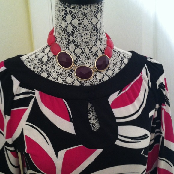 Chico's fuchsia,black &pink dress. - Picture 2 of 4
