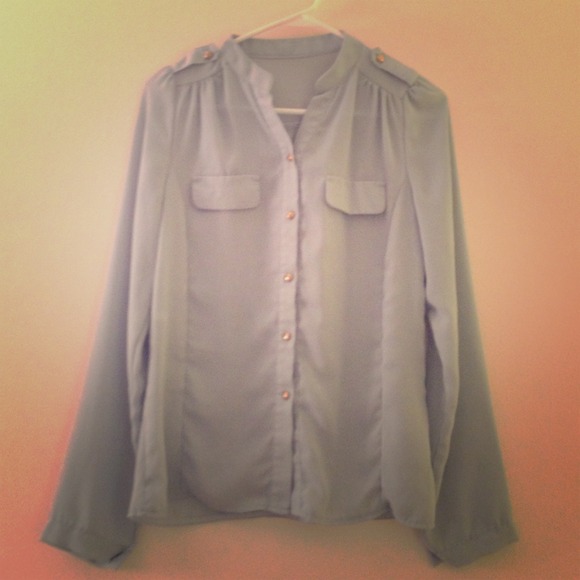 ❗️SOLD❗️Pastel teal light blouse from Korea