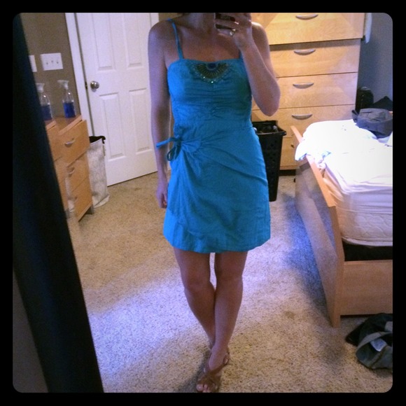 🚫SOLD 🚫Free people Teal dress with bead detail